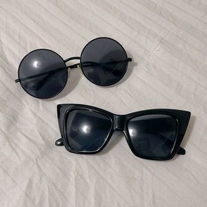 Set of 2 Sunglasses (Round and Cat Eye)